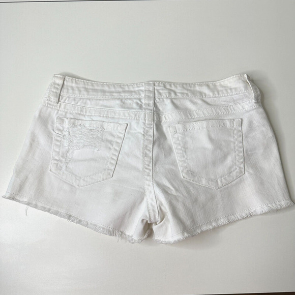 Adore Your Denim SPJ White Distress Denim Jean Shorts Raw Edge - Picture 8 of 11